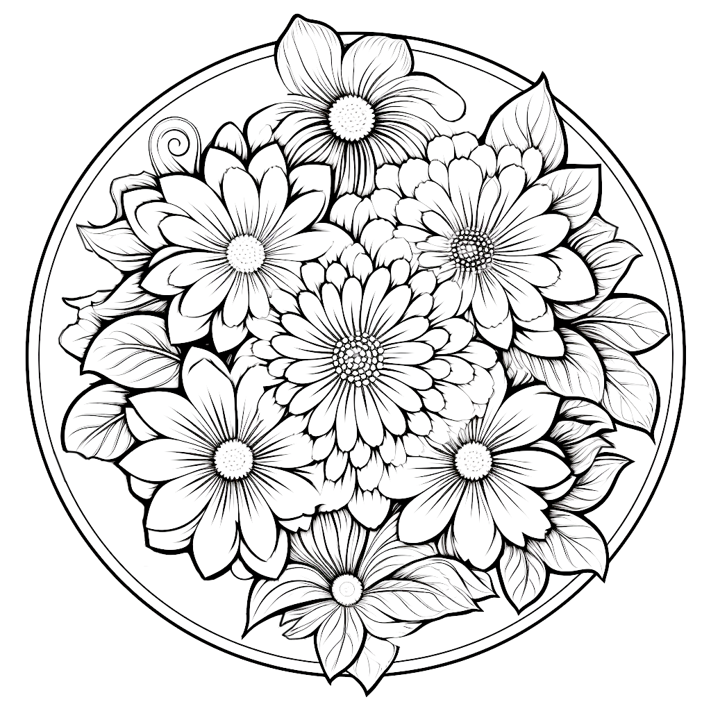 Mandala Blumen "– kostenloses Ausmalbild