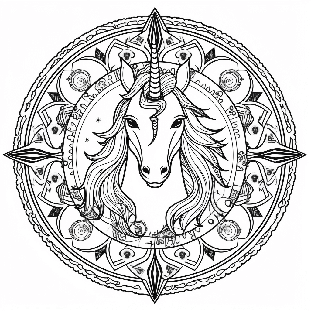 Einhorn Mandala" Ausmalbild - kostenlos herunterladen