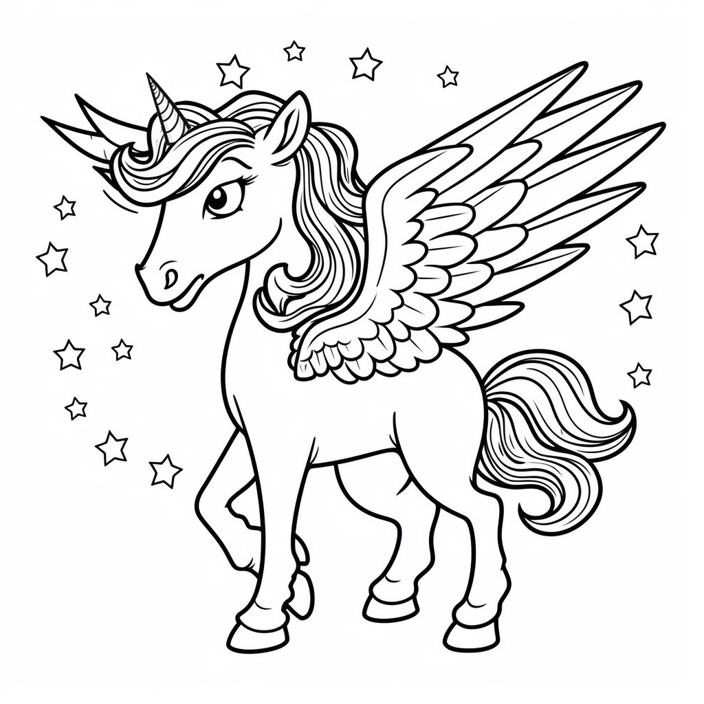 Pegasus Einhorn mit Sternen
