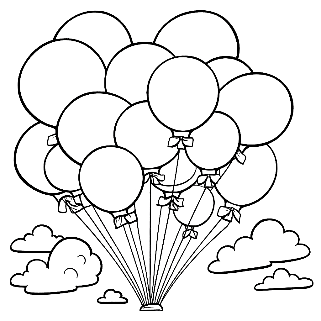 Leichte Luftballons" Ausmalbild - kostenlos herunterladen