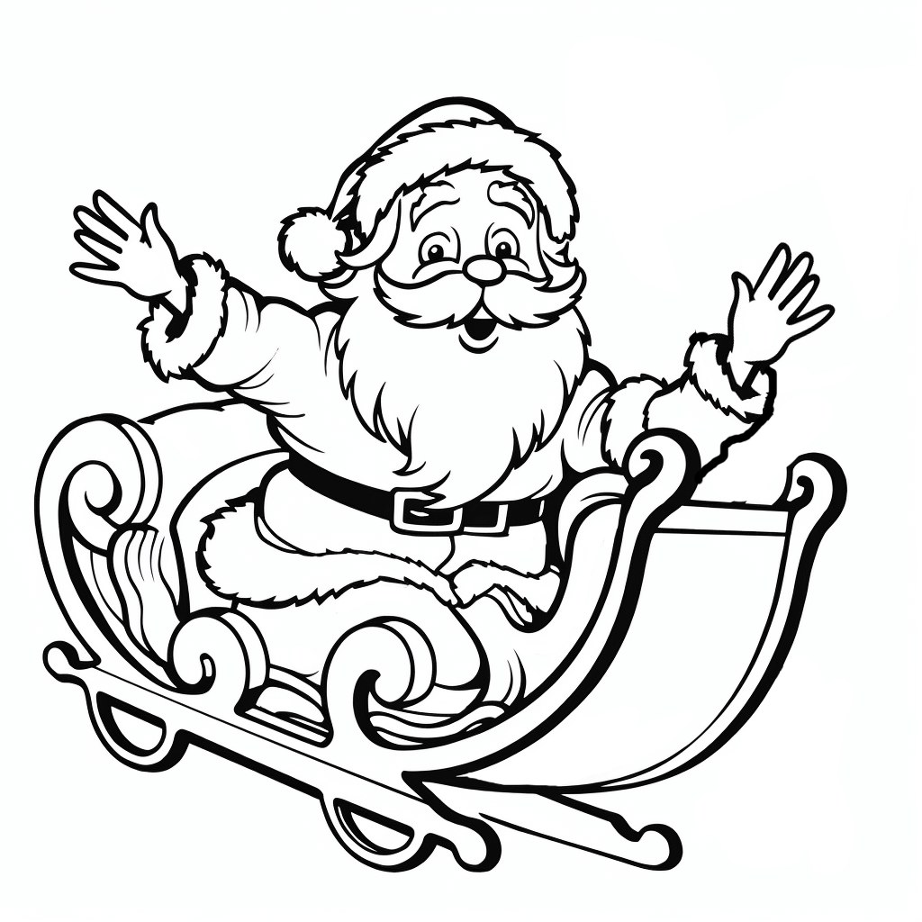Weihnachtsmann mit Schlitten“– kostenloses Ausmalbild