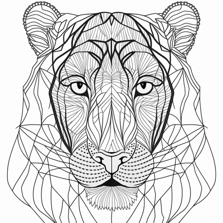 Dibujo para colorear león abstracto