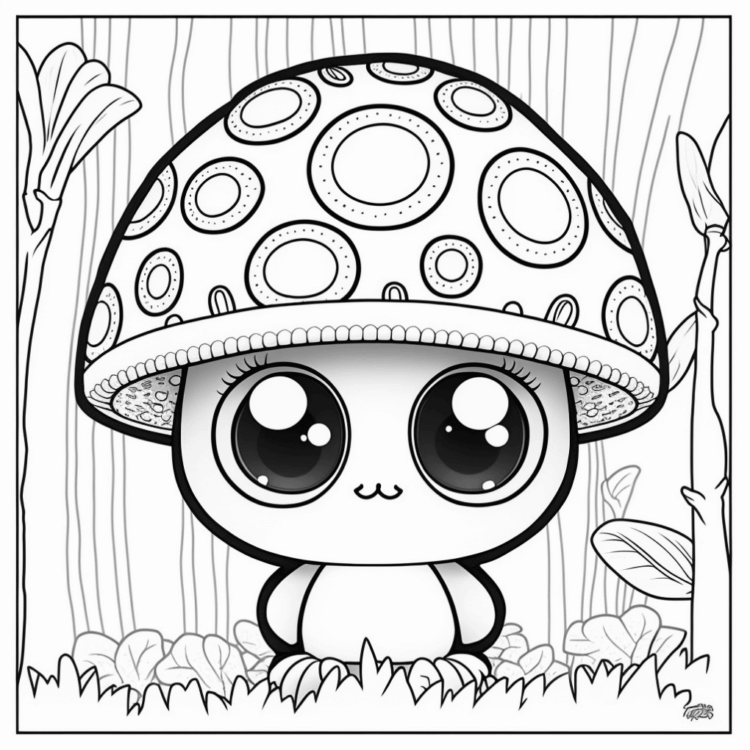 Dibujo para colorear seta con ojos grandes