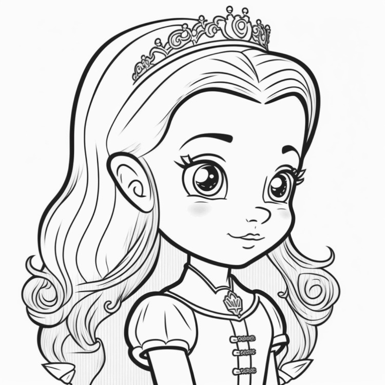 Princess with tiara coloring page