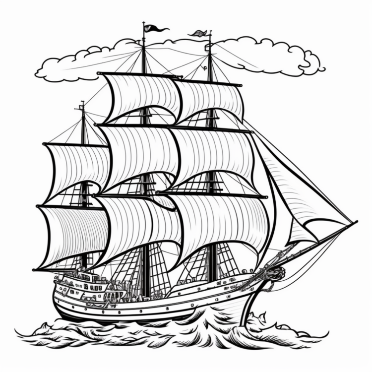  Foto zu "Schiff auf Meer" Ausmalbild - kostenlos herunterladen 