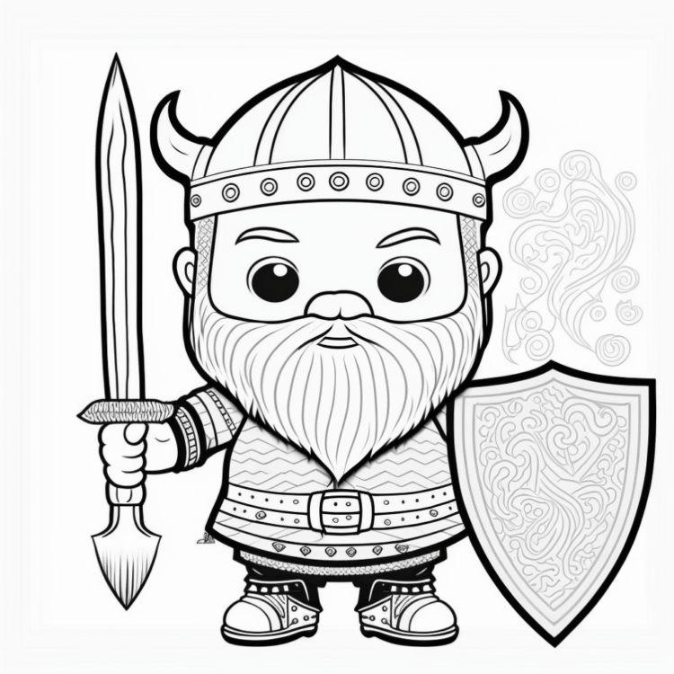 Coloring picture Brave Viking