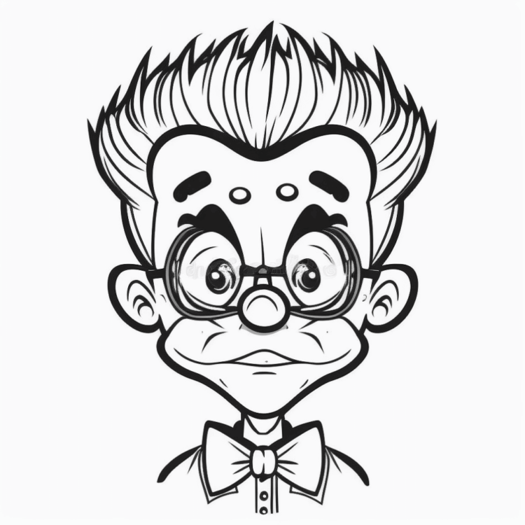 Ausmalbild Clown mit Brille