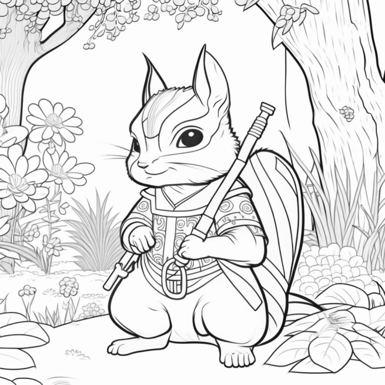 Coloring picture squirrel fighter