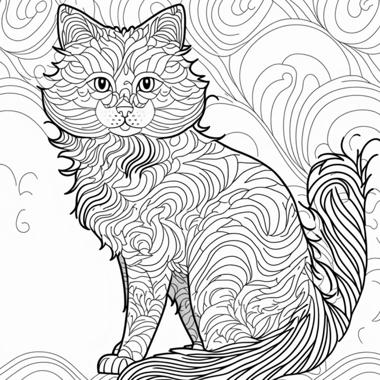 Dibujo para colorear Gato esponjoso
