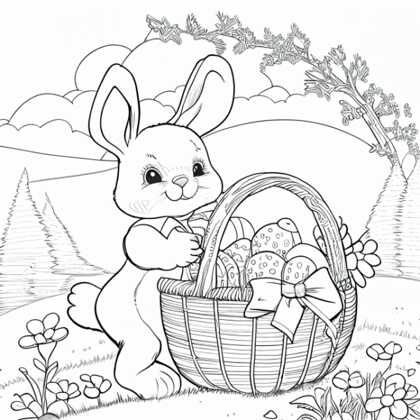  "Osterhase mit Korb" Ausmalbild - kostenlos herunterladen Bildidee 