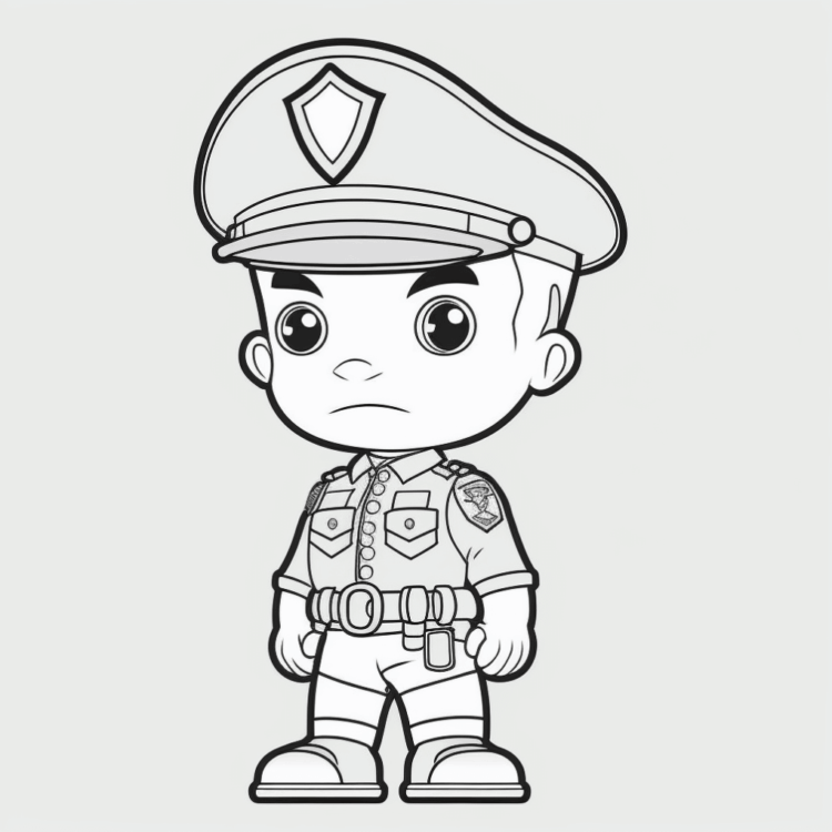 Dibujo para colorear policía de uniforme