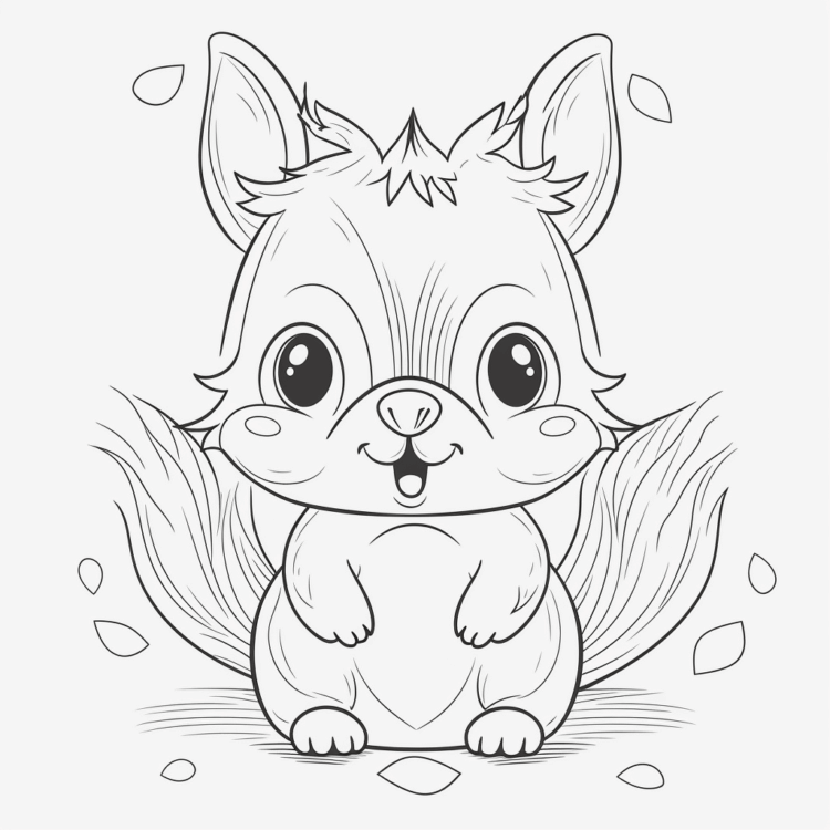 Ausmalbild Baby Eichhörnchen
