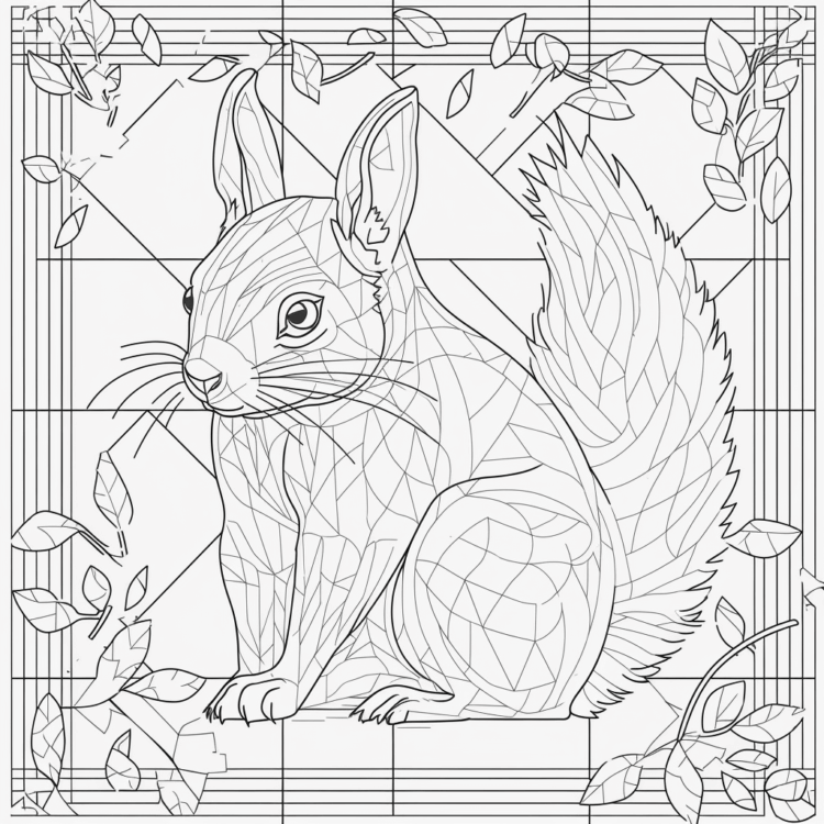 Abstract squirrel coloring page