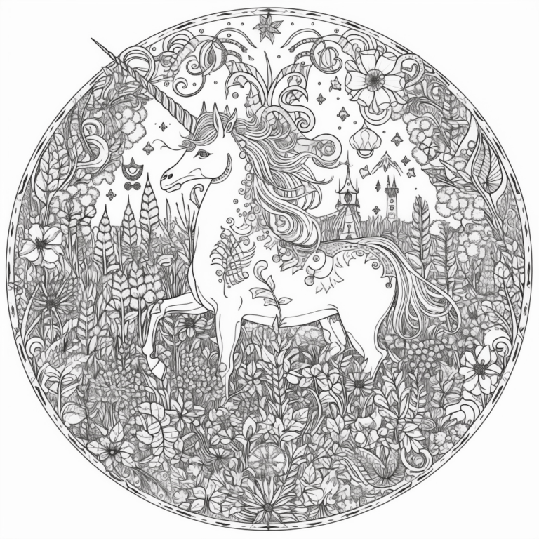  Einhörner Ausmalbilder kostenlos herunterladen - Mal-O-Mat Illustration 