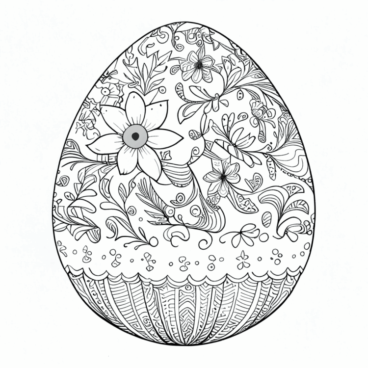 Colorear huevo de Pascua con flores