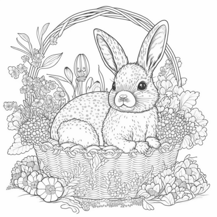 Easter bunny in a basket