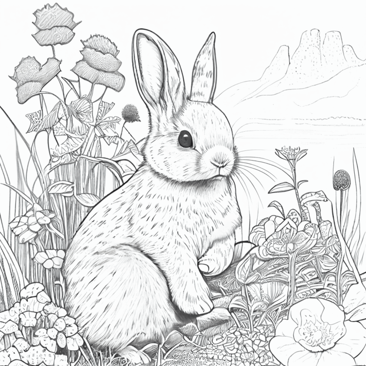 Dibujo para colorear Conejo de Pascua pequeño