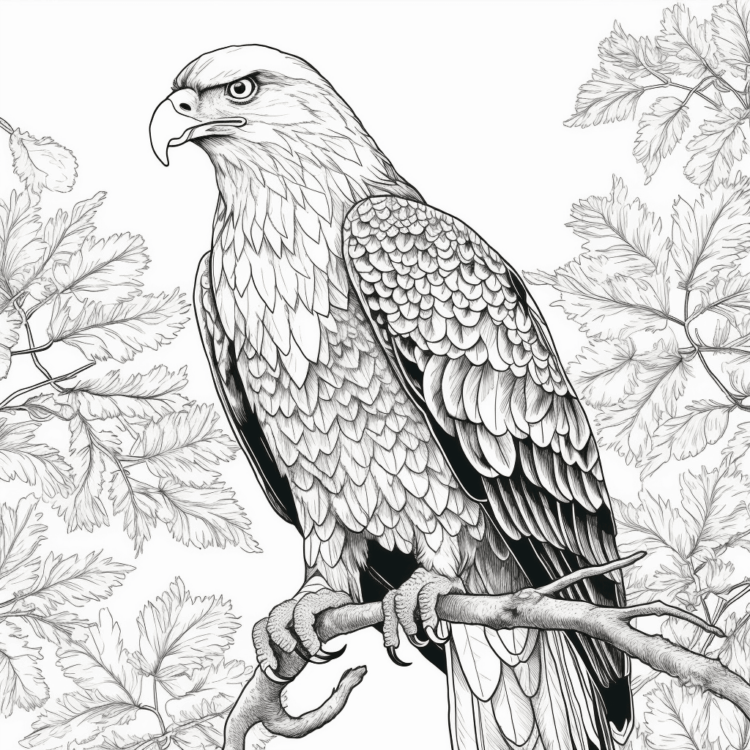 Dibujo para colorear águila inteligente