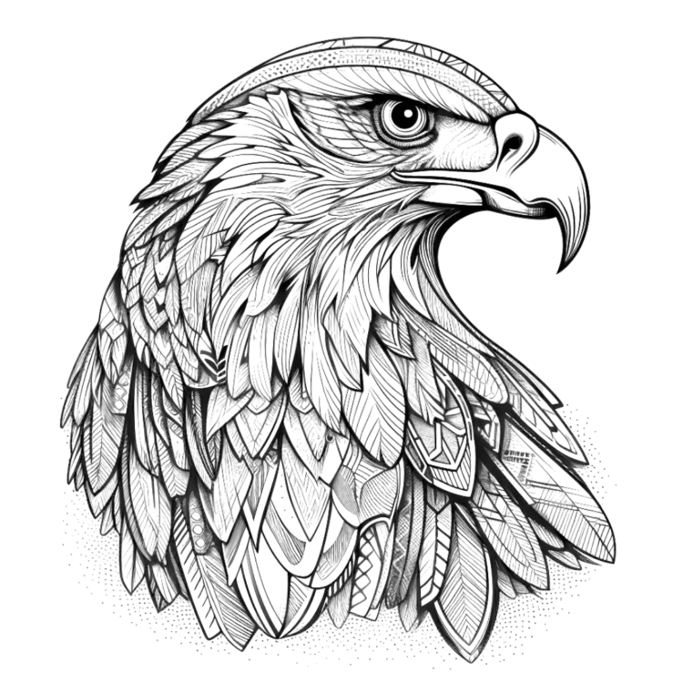 Dibujo para colorear cabeza de águila