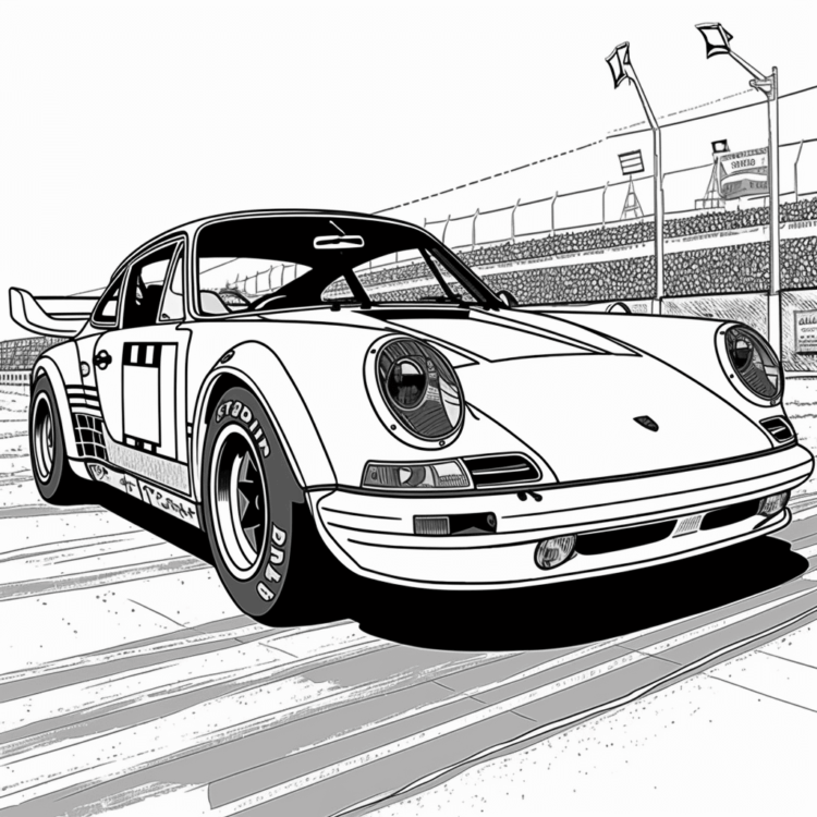 Coloring picture car on the race track