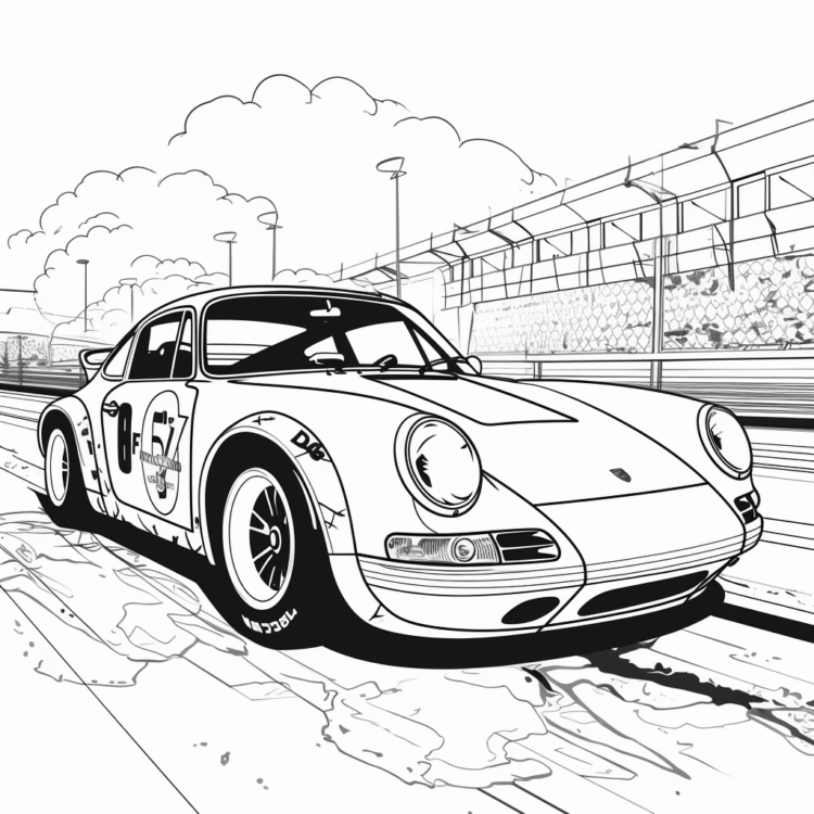 Dibujo para colorear coche y nubes
