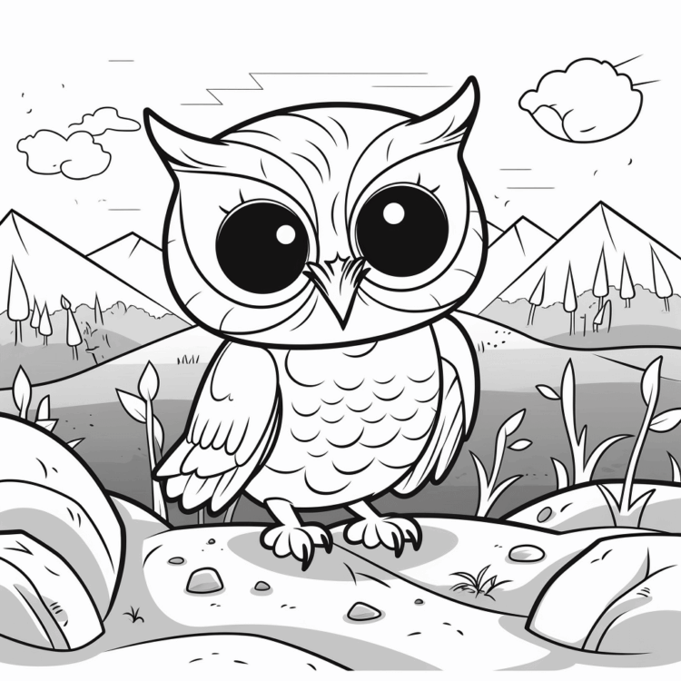 Dibujo para colorear búho bebé