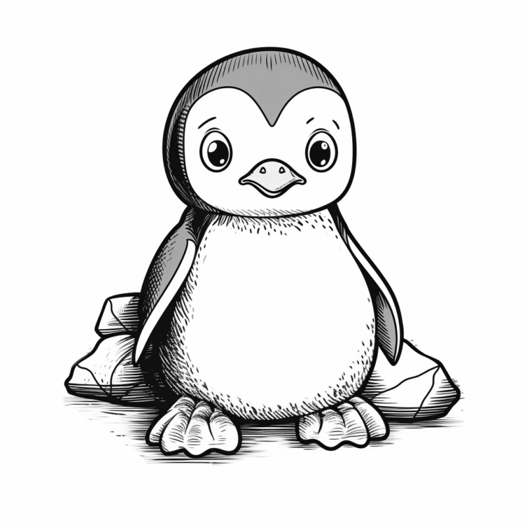 Dibujo para colorear pingüino bebé