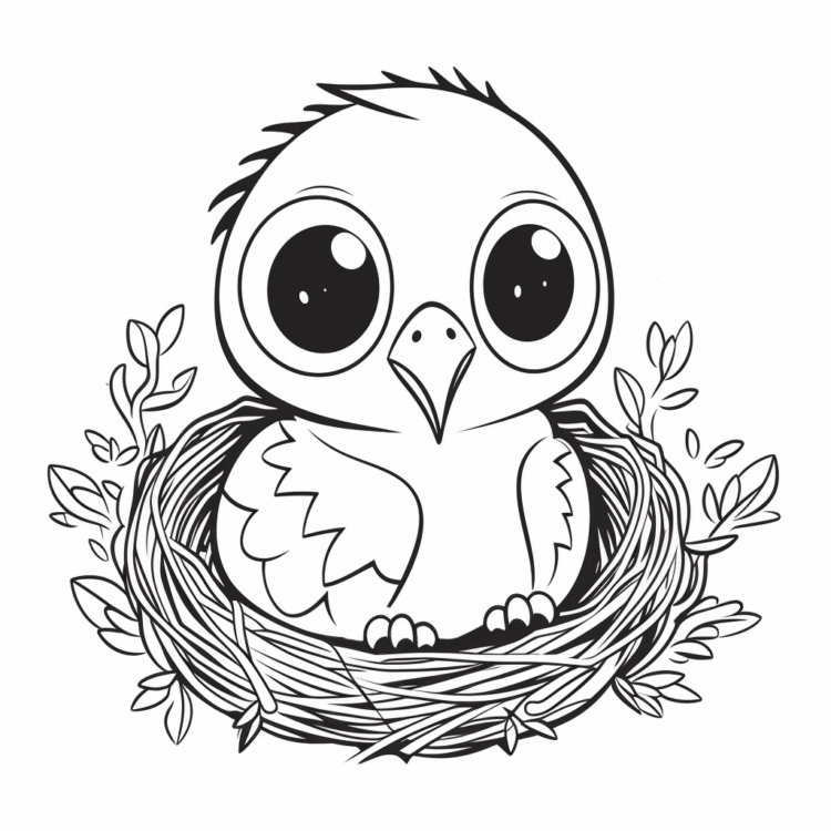 Dibujo para colorear pájaro bebé