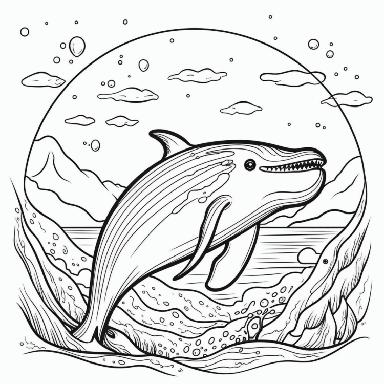 Dibujo para colorear bebé ballena