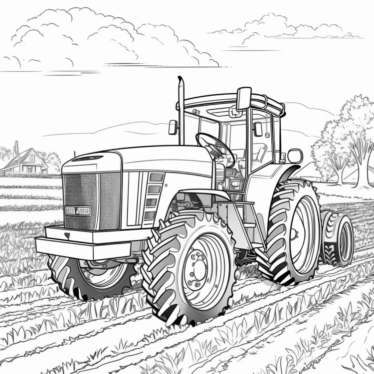 Coloring picture farm tractor