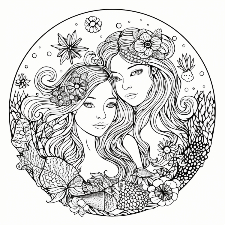 Dibujo para colorear Sirenas encantadoras