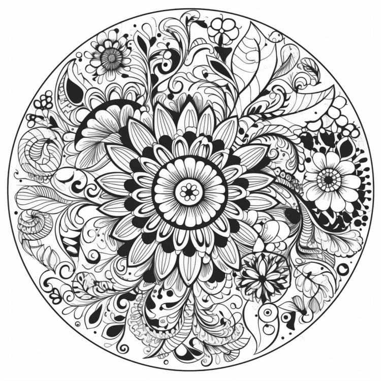 Dibujo para colorear arte floral mandala