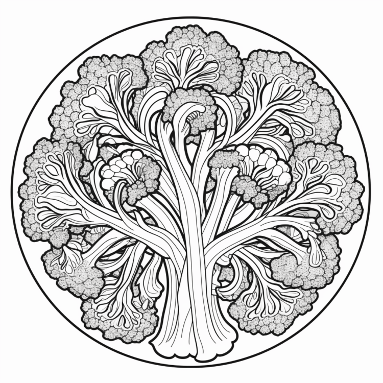 Dibujo para colorear mandala de brócoli