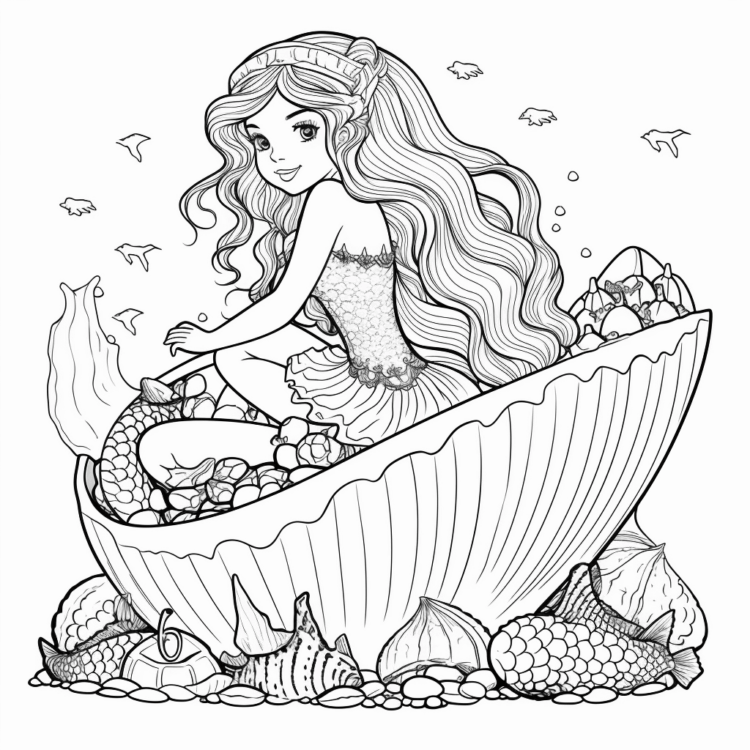 Coloring picture Charming mermaid