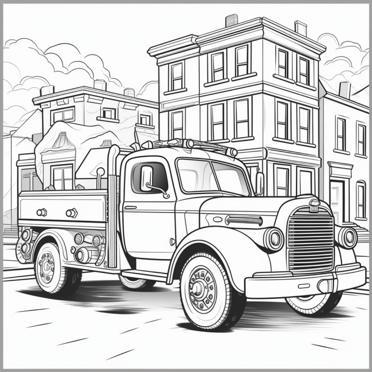  "Ein Feuerwehrauto" Ausmalbild - kostenlos herunterladen Bildidee 