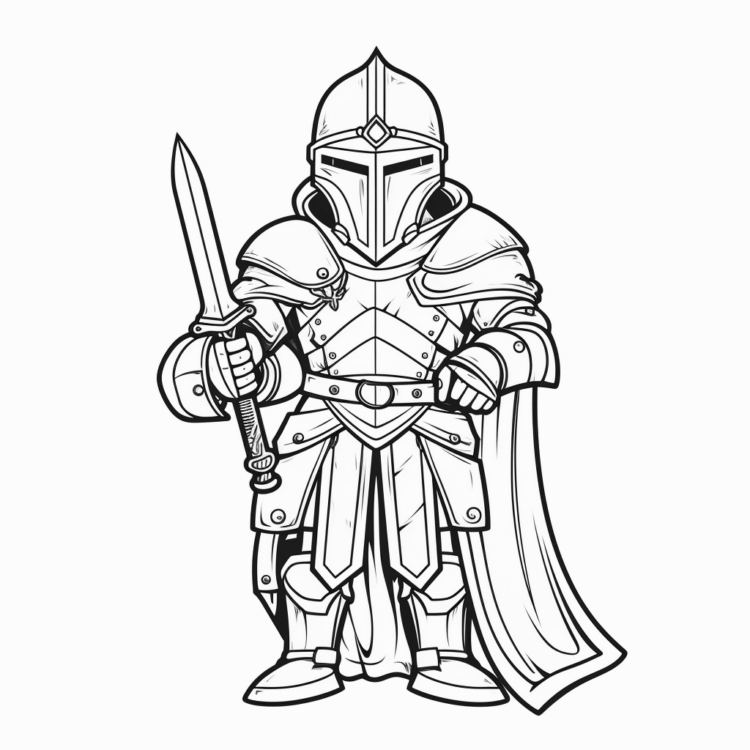Dibujo para colorear de un caballero