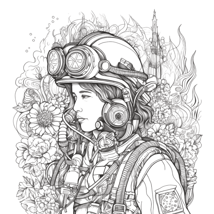 Dibujo para colorear Una mujer bombero