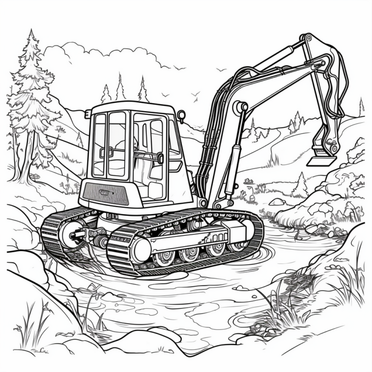 Bagger Ausmalbilder - Kostenlose Malvorlagen - Mal-O-Mat