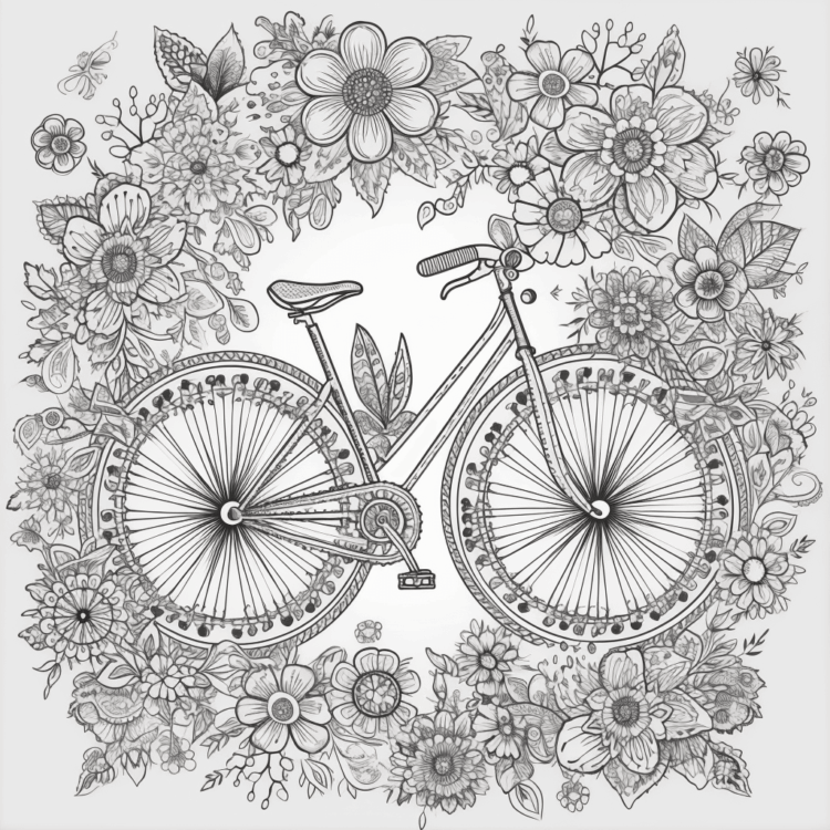 Dibujo para colorear mandala de la bicicleta