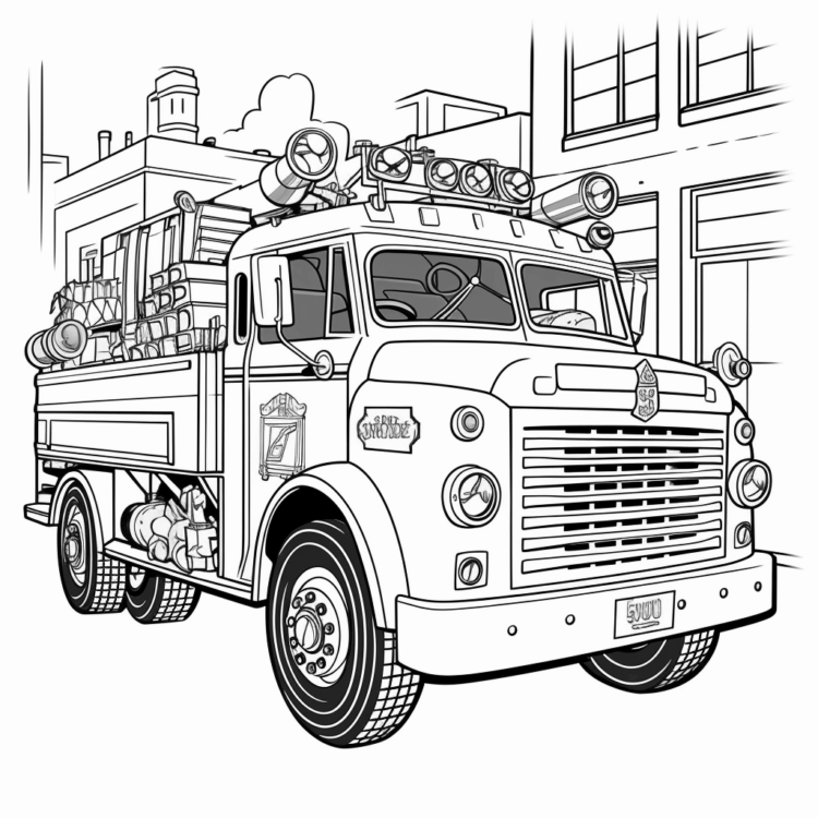 Coloring picture fire engine (2)