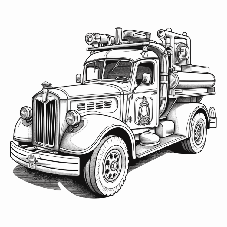 Coloring picture fire engine