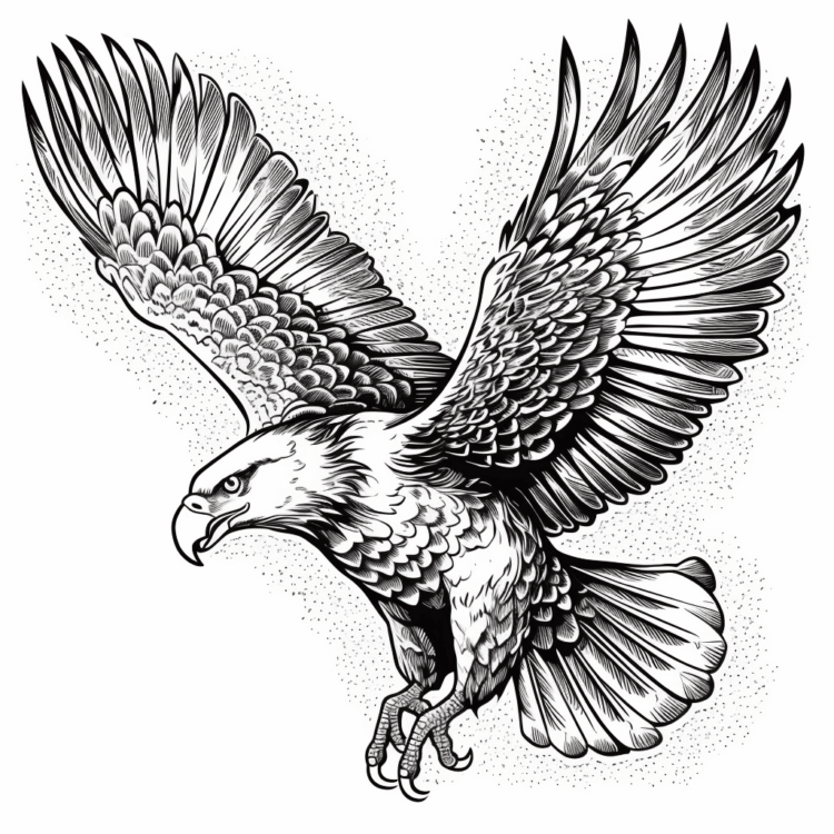 Página para colorear del águila voladora