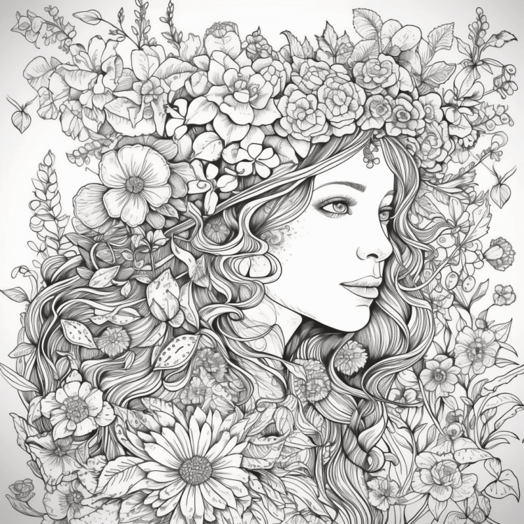 Dibujo para colorear flores de primavera