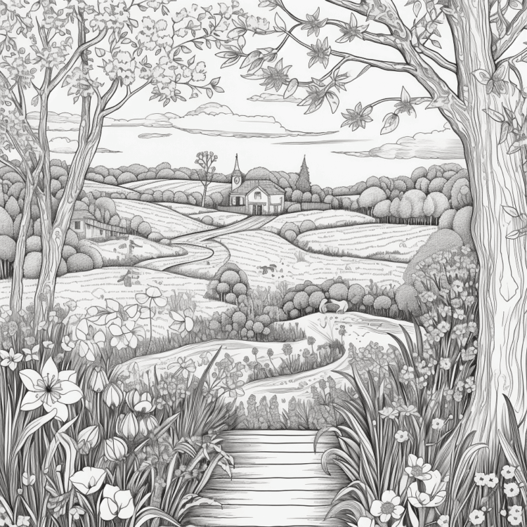 Dibujo para colorear primavera