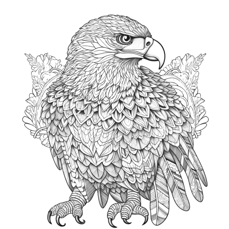 Dibujo para colorear águila emplumada