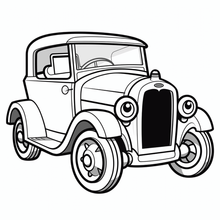 Ausmalbild 50er Jahre Auto