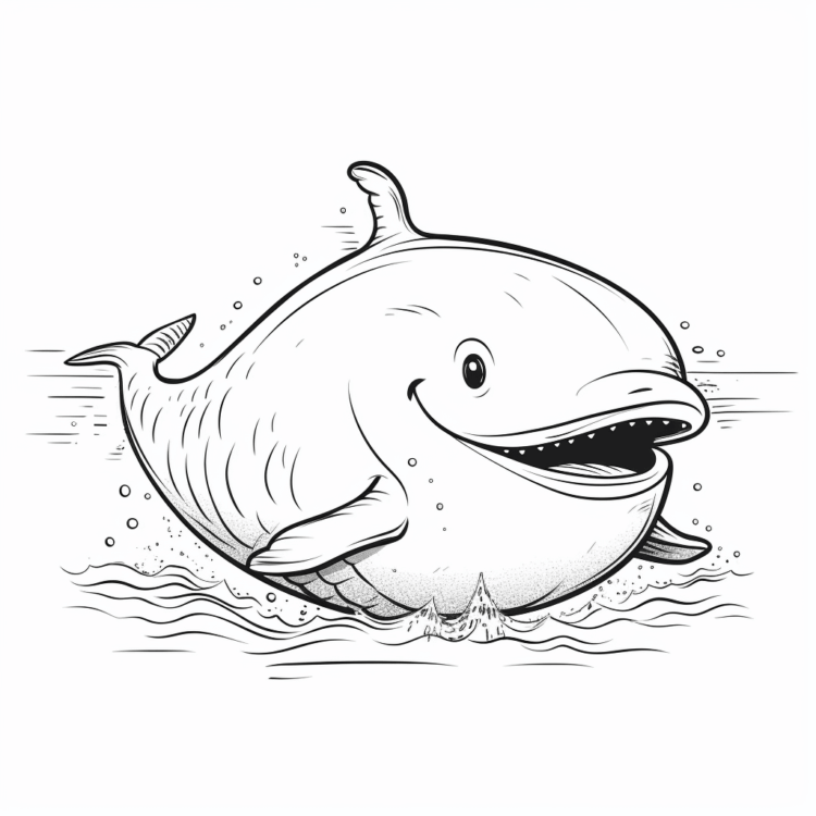 Coloring picture happy whale