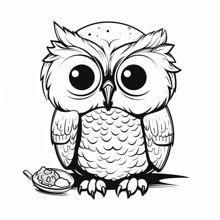 Dibujo para colorear búho de ojos grandes