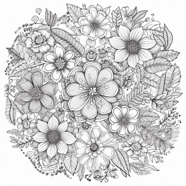Dibujo para colorear flores grandes