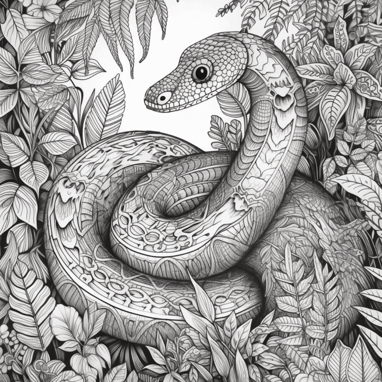 Dibujo para colorear serpiente grande